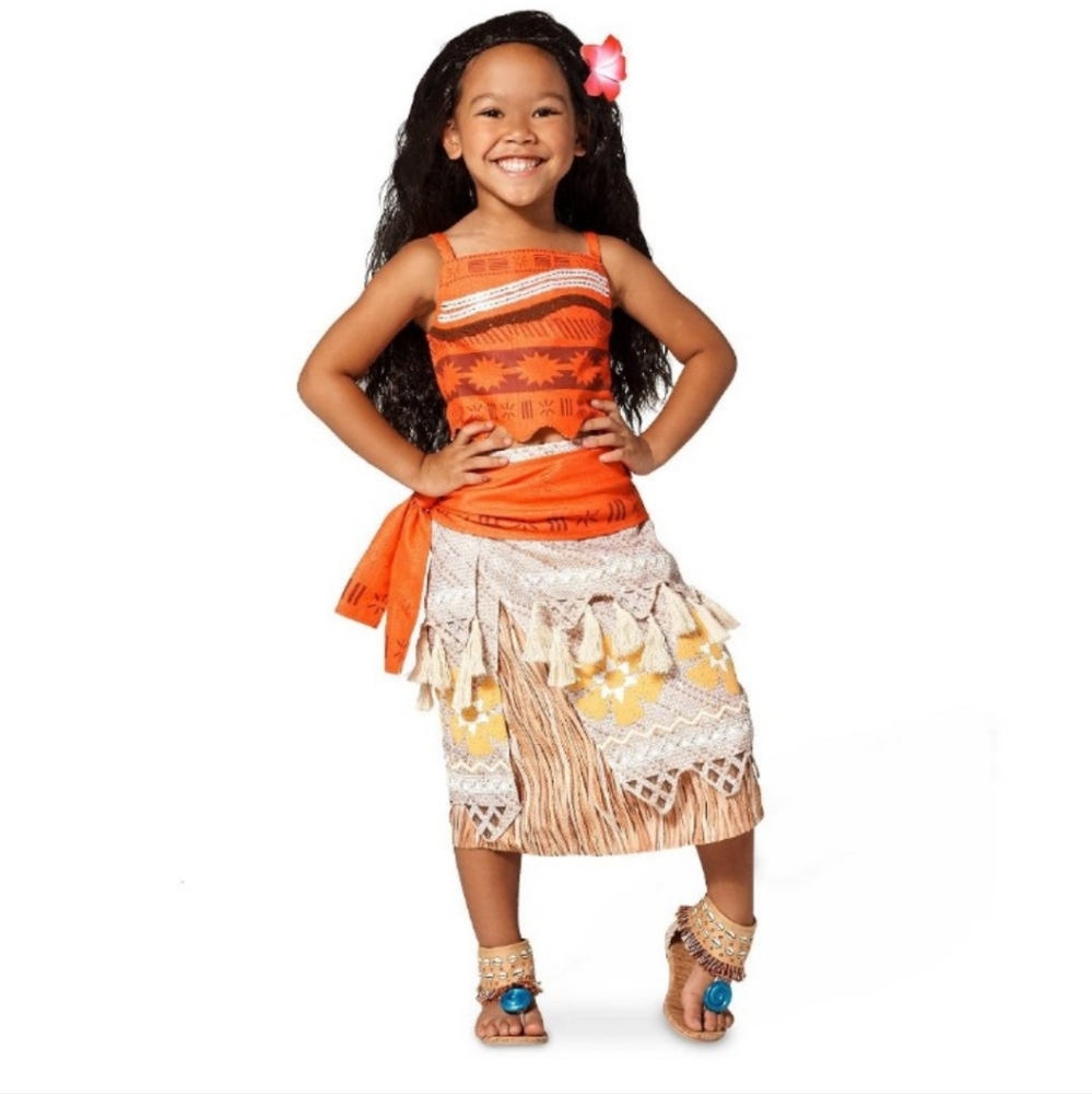 Disney Store Authentic Moana Costume Girls Size L 11/12 Halloween Dress Up